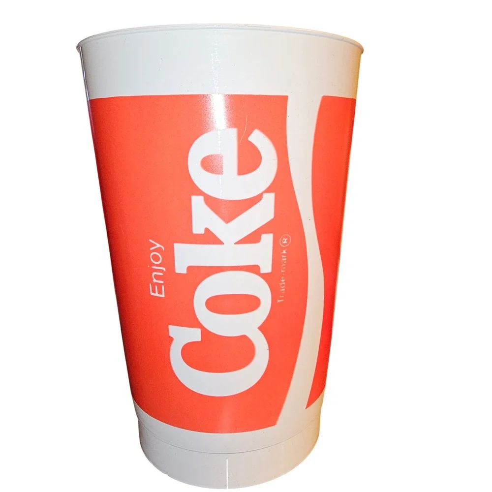 Coca Cola Plastic Tumbler Cup White Red Enjoy‎ Coke Logo Drinkware Collectible